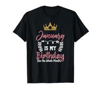 Enero es mi cumpleaños Si Todo el Mes para Hombres Mujeres Camiseta gráfica económica, Hombre, Negro, M