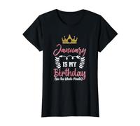 Enero es mi cumpleaños Si Todo el Mes para Hombres Mujeres Camiseta gráfica económica, Mujer, Negro, XS