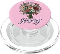 Enero Nacimiento Flor Clavel Campanilla Floral Cumpleaños PopSockets PopGrip para MagSafe