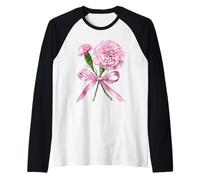 Enero Nacimiento Flor Rosa Clavel Floral Floración Camiseta Manga Raglan