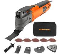 ENERTWIST Herramienta oscilante, kit multiherramienta oscilante de 4.2 amperios con ángulo de oscilación de 5°, 6 velocidades variables, 31 accesorios de sierra, mango auxiliar y bolsa de transporte,