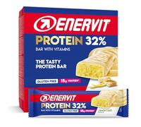 Enervit, Barrita Proteica 32% Lemon Cake, Barritas Proteicas Enervit, 12 g de Proteínas, Barritas con Vitamina D y Vitamina B6, Sabor a Tarta de Limón, Sin Gluten, 12 x 45g Barritas