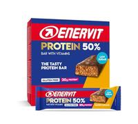 Enervit, Barrita Proteica 50% Salted Caramel, 20g de Proteínas, Baja en Azúcar, con Vitaminas D y B6, Para la Recuperación Después del Deporte, Sabor Caramelo Salado, Sin Gluten, 12 Barritas de 40g