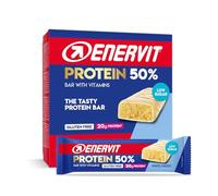 Enervit, Barrita Proteica 50% White Choco, 20g de Proteínas, Baja en Azúcar, con Vitaminas D y B6, Para la Recuperación Después del Deporte, Sabor Chocolate Blanco, Sin Gluten, 12 Barritas de 40g