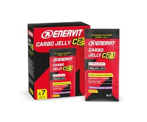 Enervit Carbo Jelly C2:1PRO, Gelatinas Energéticas para Actividades de Resistencia de Alta Intensidad, 30g de Carbohidratos, Sabor Tropical, Máxima Tolerancia, Sin Gluten, Vegano, Caja de 7 Paquetes