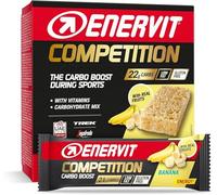Enervit Competition Bar Plátano, Barritas Energéticas con Trozos de Plátano, Fórmula Técnica, Para Actividades de Alta Intensidad, 22g de Carbohidratos, Sin Gluten, 12 Barritas de 30g