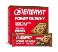 Enervit Power Crunchy Choco Drops, Barrita Energética con Gotas de Chocolate Negro, 23g de Carbohidratos, 19% de Proteínas, Adecuada Durante la Actividad Deportiva, Sin Gluten, 12 Barritas de 40g