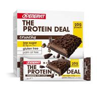 Enervit The Protein Deal Crunchy Double Choco Storm, Barritas Proteicas, Sabor Chocolate Negro, 20g de Proteínas, 0,1g de Azúcares, Snack Delicioso, Sin Gluten, 12 Barritas de 55g