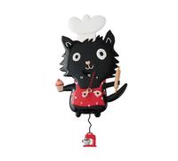 Enesco Allen Designs - Reloj de pared con péndulo esculpido con gato con sombrero de chef y patas de azúcar, 12.6 pulgadas, multicolor