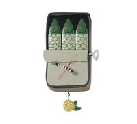 Enesco Allen Designs - Reloj de Pared con péndulo esculpido en Lata de sardinas, 33 cm, Multicolor