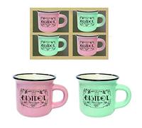 Enesco Decoración Bistrot Lotto 12 Cajas 4 Tazas Bistrot decoración Pastel, H 5 Ø 6 cm