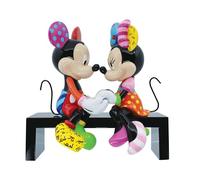 Enesco Disney Britto Mickey y Minnie Mouse Love Sitting on Park Bench Figurine, 6.375 Pulgadas, Multicolor