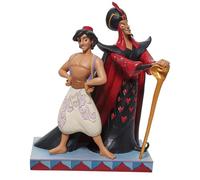 Enesco Disney Traditions por Jim Shore Aladdin y Jafar Good vs. Mal Figura Decorativa, Carbonato de Calcio, Resina, Madera, 9.5"