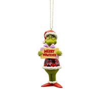 Enesco Dr. Seuss Grinch by Jim Shore Merry Whatever Sign Santa Grinch Adorno Colgante Hecho a Mano, Pintado a Mano, Adornos coleccionables para árbol de Navidad, colección de decoración del hogar, 5
