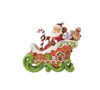 Enesco Figura navideña Papá Noel con trineo de pan de jengibre en resina de piedra "Jim Shore" 8x20xH17 cm