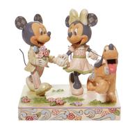 Enesco Jim Shore Disney Traditions White Woodland Mickey and Minnie Mouse Walking Pluto Figurine 5.67 Inch Multicolor