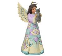 ENESCO Jim Shore Heartwood Creek Pint Sized Angel with Kitten Figurine 5 IN Figurita, Piedra, Light Blue, Lavendar, Grey