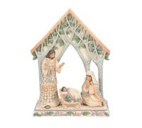 Enesco Jim Shore Heartwood Creek White Woodland Holy Night of Wonder Mini Family con figura de creche, 8.75 pulgadas, resina de piedra, juego de 4