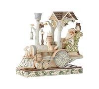 Enesco Jim Shore Heartwood Creek White Woodland Santa in Train Engine Figurita, 10 cm, Multicolor