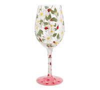 Enesco Lolita - Copa de vino artesanal pintada a mano con diseño de mariquitas, 15 onzas, multicolor