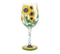 Enesco Lolita - Copa de vino artesanal pintada a mano con girasoles, 15 onzas, multicolor