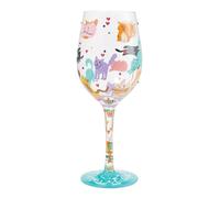 Enesco Lolita Meow it Up Cats and Hearts - Copa de vino artesanal pintada a mano, 15 onzas, multicolor
