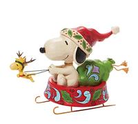 Enesco Peanuts by Jim Shore - Figura de Trineo de Papá Noel Snoopy en un tazón de Perro, 5.5 Pulgadas, Multicolor