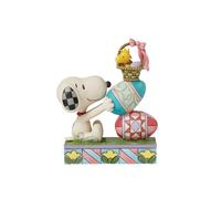 Enesco Peanuts by Jim Shore Snoopy y Woodstock con Huevos de Pascua Apilados, 5.83 Pulgadas, Multicolor