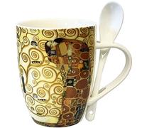 Enesco, Taza con cucharita y dibujo de "Árbol de la Vida" de Klimt, cerámica