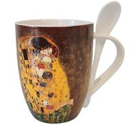 Enesco, Taza de cerámica con dibujo de "El Beso" de Klimt y cucharita