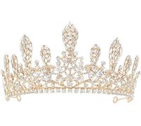 ENESEA Accesorios elegantes para el cabello para mujeres y niñas, accesorio para el cabello de boda, accesorio vintage para el cabello, corona de reina, corona de oro con diamantes de imitación, tiara