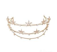 ENESEA Accesorios elegantes para el cabello para mujeres y niñas, accesorio para el cabello vintage de boda, diadema única de 3 capas para boda, tiara dorada, joyería para mujer, diadema de metal