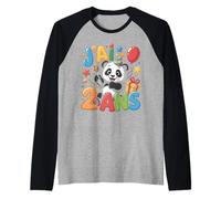 Enfant Panda Enfant 2nd Anniversaire Garcon Fille Panda Camiseta Manga Raglan