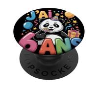 Enfant Panda Enfant 6ans Anniversaire Garcon Fille Panda PopSockets PopGrip Adhesivo
