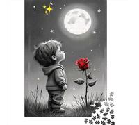 Enfant regardant Lune étoile 1000 Piezas Cartón Resistente Puzzle para Adultos Adultos Portátil Horas Entretenimiento Rompecabezas Atractivo Ocio Casa 70x50cm/1000pcs