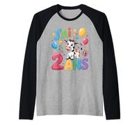 Enfant vache Enfant 2ans Anniversaire Garcon Fille Cow Camiseta Manga Raglan
