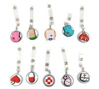 Enfermera Badge Reel Holder, 10Pcs Carrete Retráctil para Insignia Enfermera,Llavero Retráctil Enfermera para Porta Tarjetas Identificativas para Enfermera,Voluntario,Estudiante,Maestro