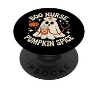 Enfermera Boo Enfermera de especias de calabaza PopSockets PopGrip Adhesivo