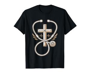 Enfermera Cristiana Fe Cruz Estetoscopio Titulada Vocacion Camiseta