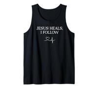 Enfermera Cristiana Minimalista Jesús Sana Sigo Atención Méd Camiseta sin Mangas