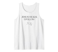 Enfermera Cristiana Minimalista Jesús Sana Sigo Atención Méd Camiseta sin Mangas