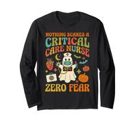 Enfermera de cuidados críticos Halloween Espeluznante RN Squad Med Manga Larga