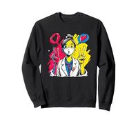 Enfermera Doble Paz Retro Pop Personaje Gráfico Signo Gesto Sudadera