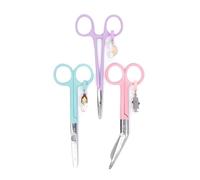 Enfermera en apuros oficial Pack Tijeras - Modernas Tijeras de acero (Pico pato y Mayo) y pinza kocher en Rosa, Aguamarina y Violeta [3 Unidades]