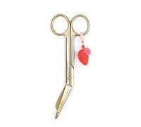 Enfermera en apuros® Tijeras Pico Pato para enfermeras Color Aguamarina con Charm de "Jeringuilla" | Herramientas de enfermería de acero inoxidable (Dorado)