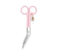 Enfermera en apuros® Tijeras Pico Pato para enfermeras Color Aguamarina con Charm de "Jeringuilla" | Herramientas de enfermería de acero inoxidable (Rosa)