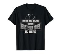 Enfermera Humor No Miedo Enfermera Registrada Está Aquí Enfermera RN Camiseta gráfica económica, Hombre, Negro, S