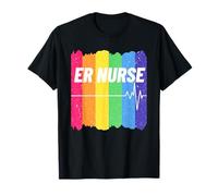 Enfermera LGBT Rainbow ER ICU Enfermería Cool Gay Pride Flag Ally Camiseta