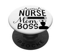Enfermera mamá jefe latido del corazón palabras icónicas PopSockets PopGrip Adhesivo