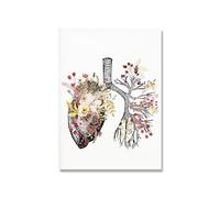 Enfermera médica regalo pared arte impresiones cerebro humano anatomía lienzo cartel Floral anatómico corazón pulmones Doctor Oficina decoración del hogar(A,13x18 cm No Frame)
